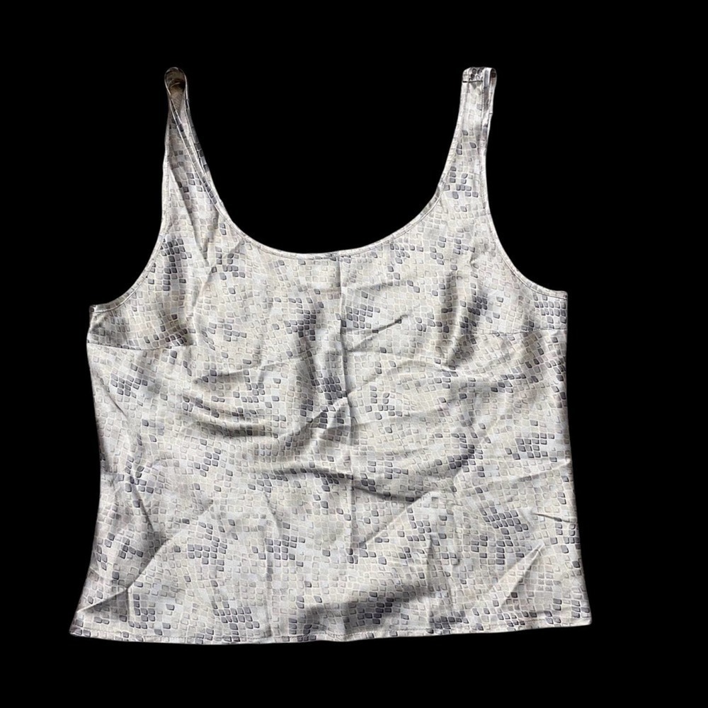 Victoria's Secret Cami Cropped Satin Square Print Sleeveless Size Medium